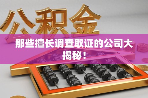 旌德那些擅长调查取证的公司大揭秘！