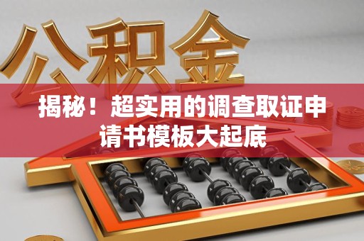 旌德揭秘！超实用的调查取证申请书模板大起底
