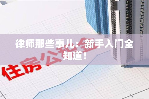 旌德律师那些事儿：新手入门全知道！