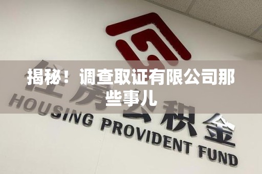 旌德揭秘！调查取证有限公司那些事儿
