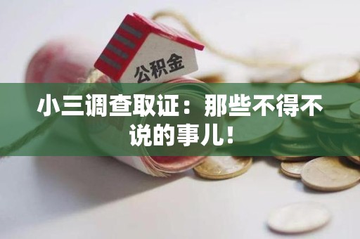 旌德小三调查取证：那些不得不说的事儿！