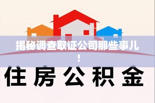 旌德揭秘调查取证公司那些事儿！