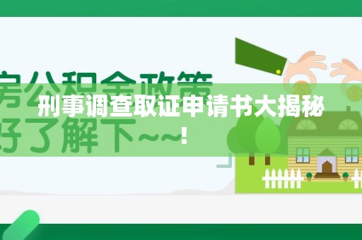 旌德刑事调查取证申请书大揭秘！