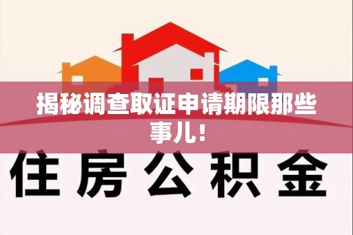 旌德揭秘调查取证申请期限那些事儿！