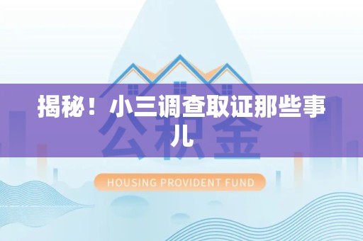 旌德揭秘！小三调查取证那些事儿