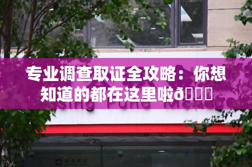旌德专业调查取证全攻略：你想知道的都在这里啦😉