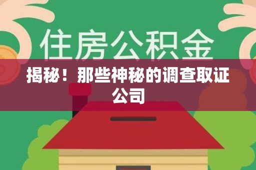 旌德揭秘！那些神秘的调查取证公司