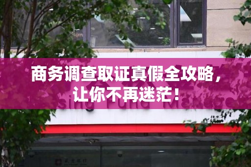 旌德商务调查取证真假全攻略，让你不再迷茫！