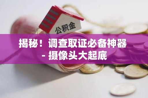 旌德揭秘！调查取证必备神器 - 摄像头大起底